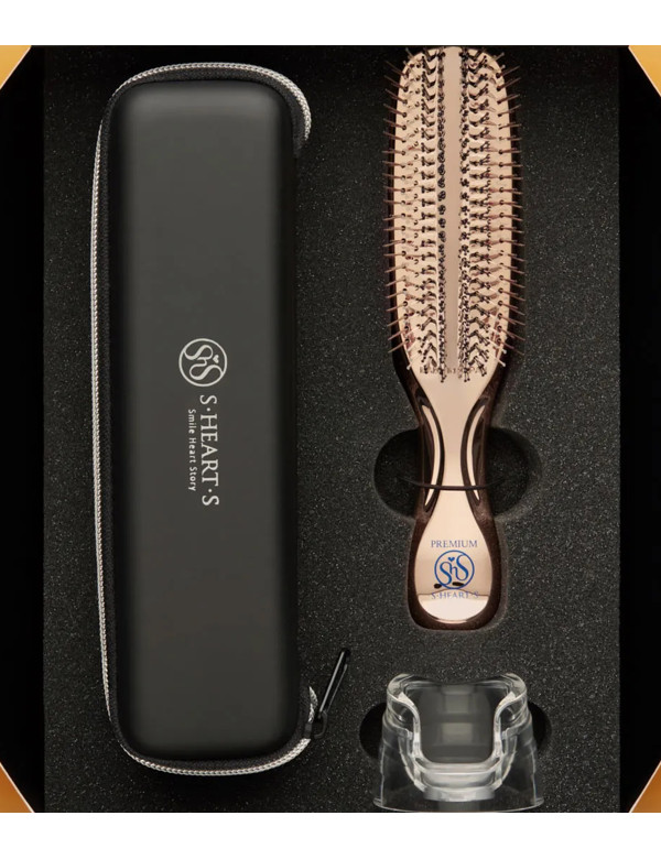 Massage Brush in Gift Box S-HEART-S Scalp Brush World Premium Long Box Gold