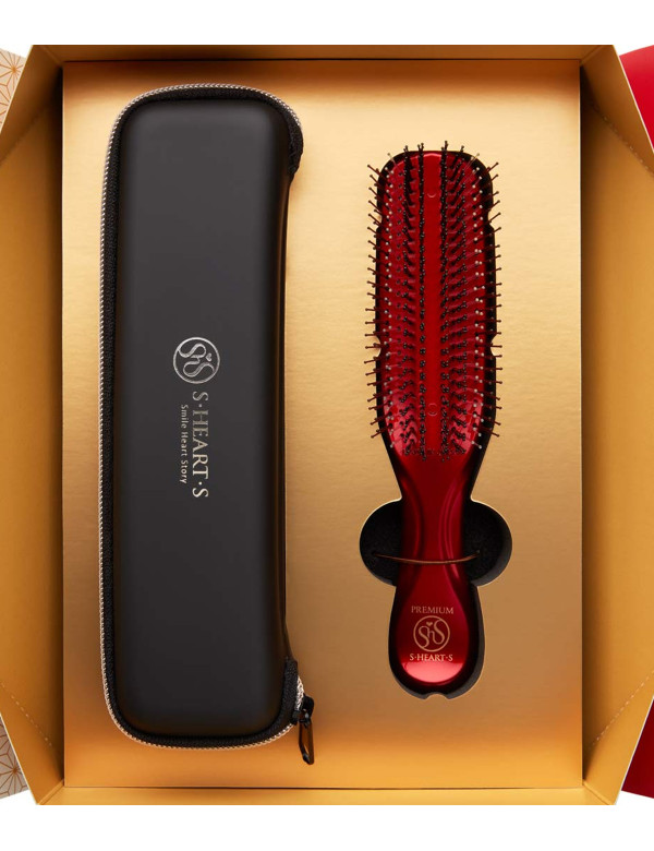 Massage brush in gift packaging S-HEART-S Sculp Brush Premium Long Red (Gift Box)