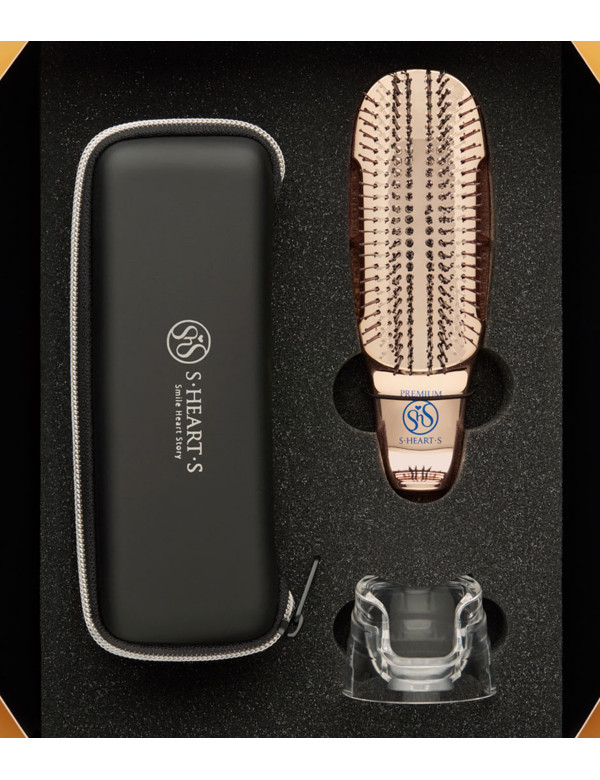 Massage Brush in Gift Box S-HEART-S Scalp Brush World Premium Short Box Champagne Gold 