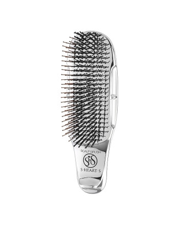 Масажна щітка для волосся та шкіри голови S-HEART-S Scalp Brush Plus Short for Professional Silver