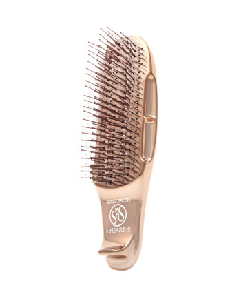 Масажна щітка для волосся та шкіри голови S-Heart-S Scalp Brush World Model Short Pink Gold
